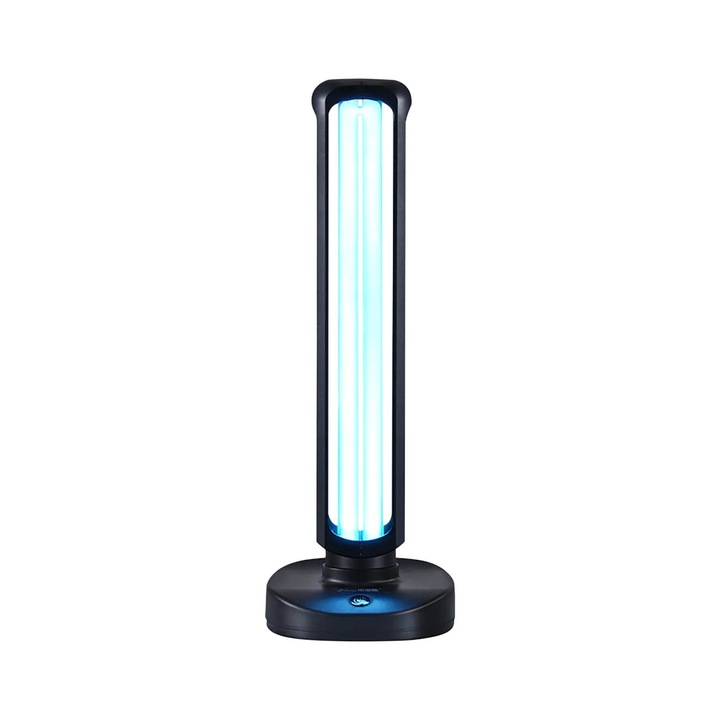 Légtisztító/sterilizáló 38W kvarc UVC, kettős hatású ózon+UV-C, 15/30/60 perces időzítő távirányítóval, akár 18,6 m² lefedettség, fekete, 1 db