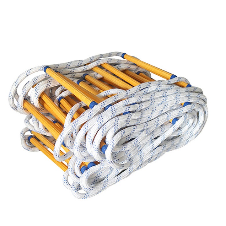 Scara de evacuare 3m, rezistenta la foc, cu carlige reglabile, neagra, 3x14x8cm