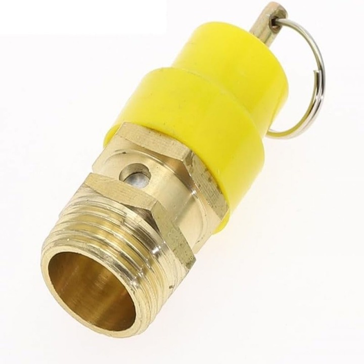 Sárgaréz biztonsági szelep 3/8 hüvelyk NPT, 10 kg/cm² (142 PSI) beállítás, szabályozó légkompresszorhoz és ipari berendezésekhez, korrózióálló, sárga, 1 db