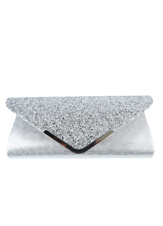 Női clutch táska, nagy kapacitású, csillogó, fekete, 20x10x5cm