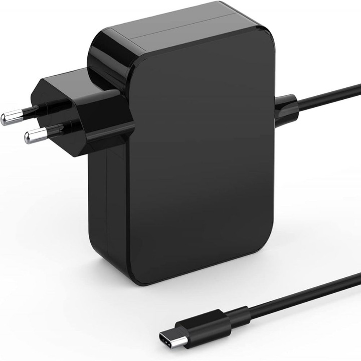 USB C 65W laptop töltőkábel, több márkával kompatibilis, fekete, univerzális