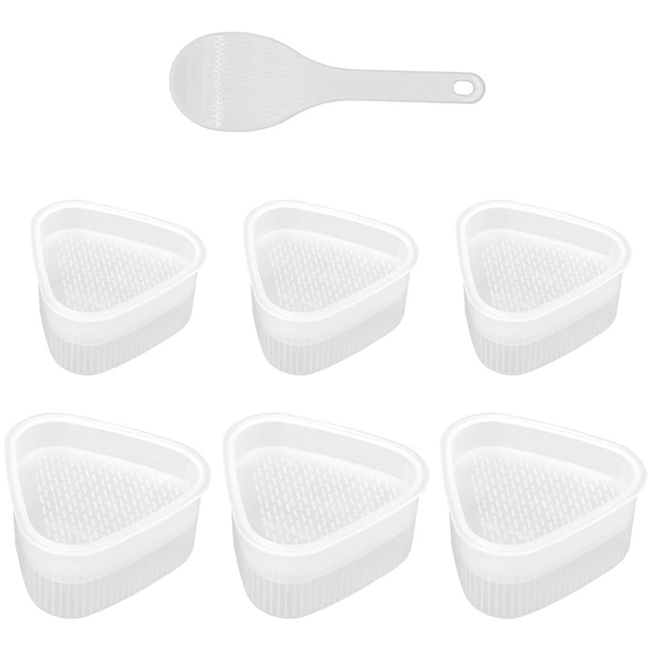 Set 6 piese forme onigiri triunghiulare, multicolor, 9x9x5.5cm si 7x7x4.5cm
