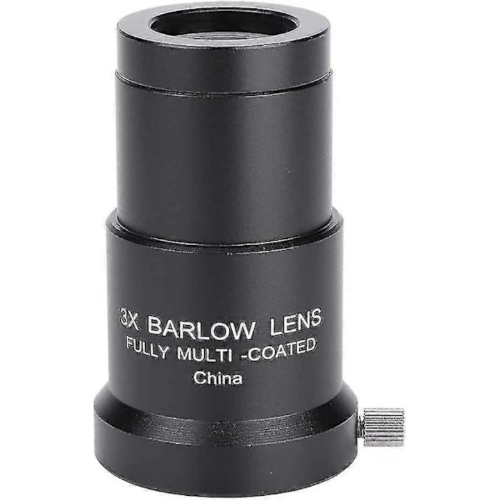 Set 3 bucati, Lentila Barlow 3x pentru ocular 1.25" (31.7 mm), sticla optica si carcasa metalica, acoperire multi-strat anti-reflexie, Negru