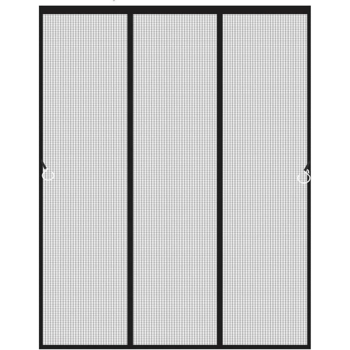 Plasa usa dubla anti-tantari 210x180 cm, cu inchidere magnetica automata, plasa poliester 180T, instalare fara gaurire cu banda velcro si curele de tensionare, Negru, 1 buc
