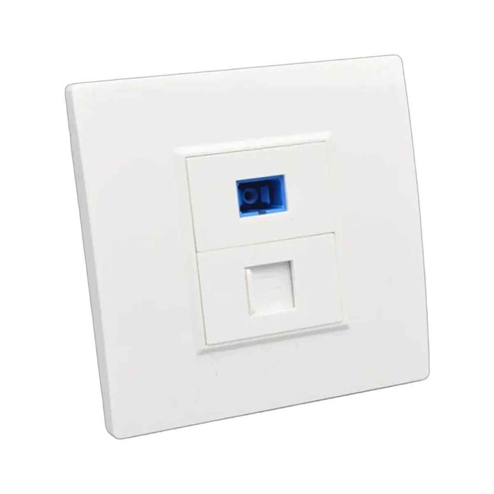 Optikai szálas SC fali aljzat RJ45 hálózati aljzattal, 86x86x32mm, fehér