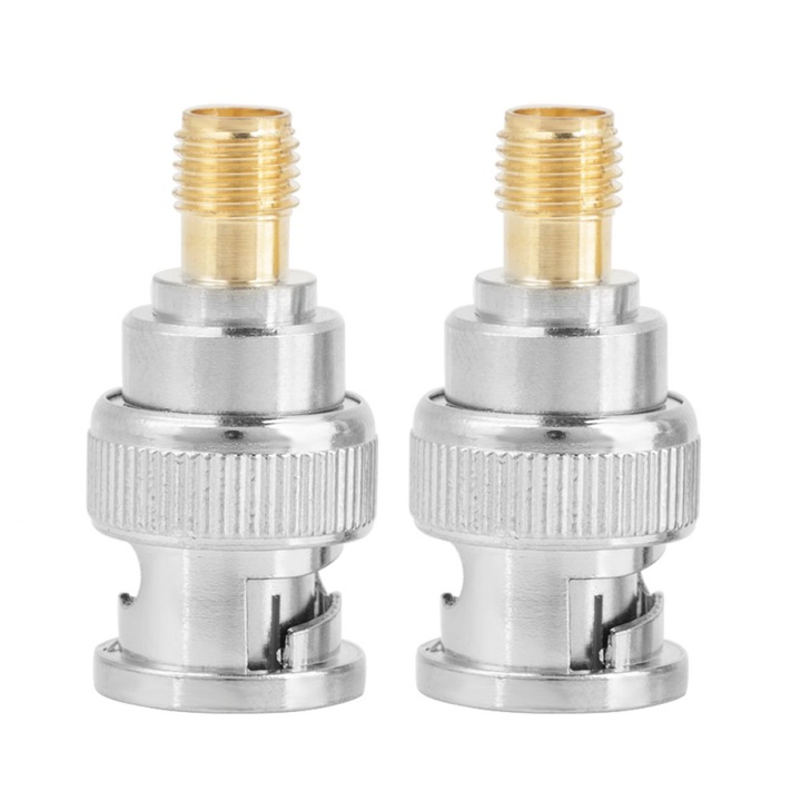 BNC-SMA adapter, 2 db-os készlet, aranyozott réz, PTFE szigetelés, többszínű