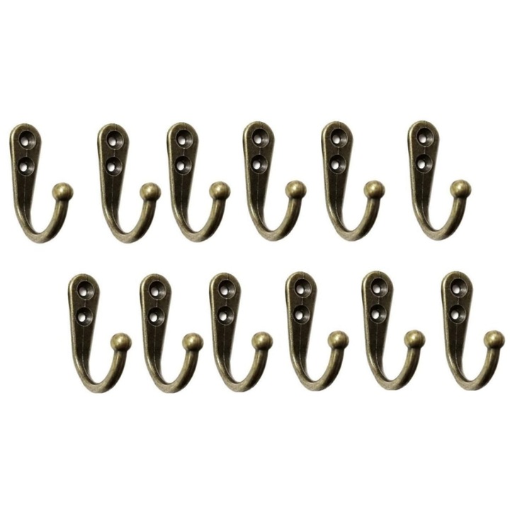 12 db vintage fogas készlet, bronz bevonatú cink, 44x12x29mm, belső