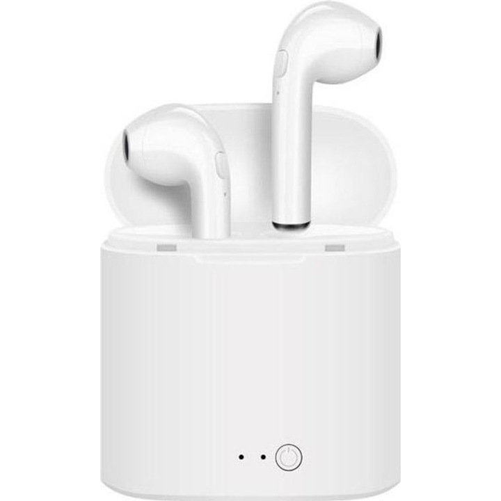 Vezeték nélküli sport fülhallgató, i7 TWS, Bluetooth 5.3, aktív zajcsökkentés, fehér, 2.1x1.8x1.9cm