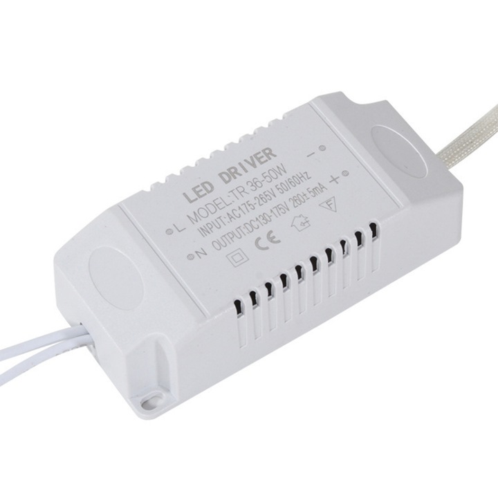 LED meghajtó TR 36-50W, állandó áram 300mA, bemenet AC 175-265V, kimenet DC 36-170V, fehér, 1 db