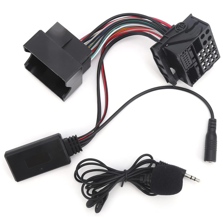 Adaptor Bluetooth auto / modul Bluetooth 12 pini pentru Opel CD30, Bluetooth 5.0 cu compatibilitate 2.0-4.0, Hi-Fi audio (MP3/WMA/WAV/FLAC/DSD) si microfon extern cu anulare zgomot, Negru, 1 buc