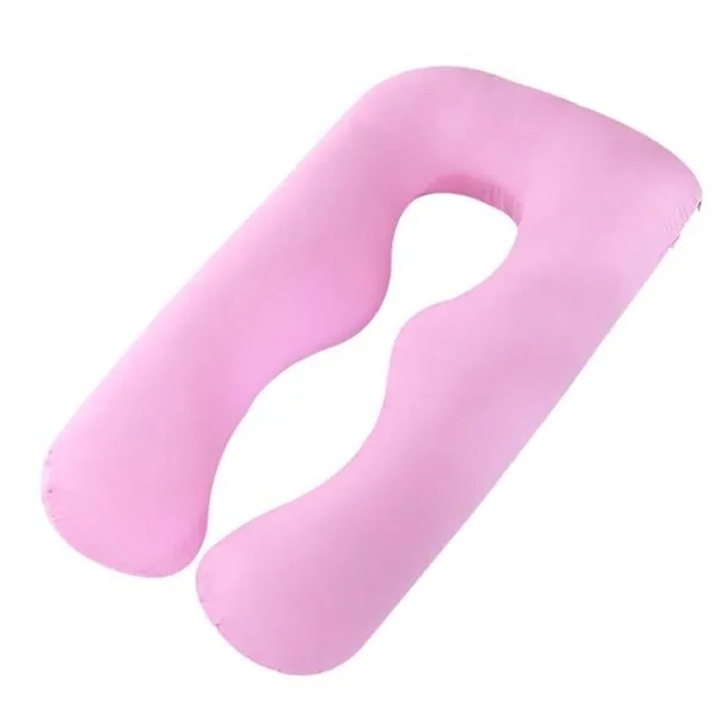 Perna pentru sarcina/gravide in forma de U, suport corporal complet pentru burta, spate si solduri, husa detasabila cu fermoar, spuma cu memorie lavabila CertiPUR‑US/OEKO‑TEX, Roz, 52 x 20 x 8 in