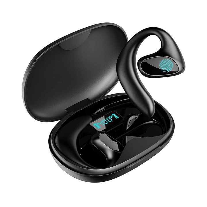 Vezeték nélküli fülhallgató AI fordítással 140 nyelven, átírás, basszus, ANC, Bluetooth 5.3, fekete, 24 óra üzemidő