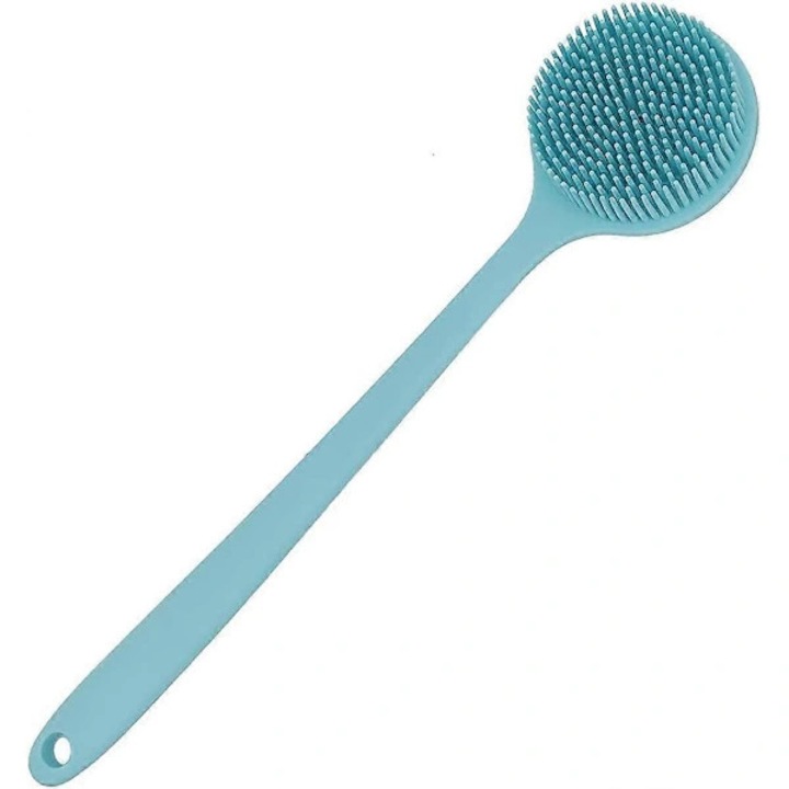 Perie de baie pentru spate DNC, din silicon fara BPA, cu maner lung, hipoalergenica, ecologica, albastru deschis, 1 buc, 15x3,3