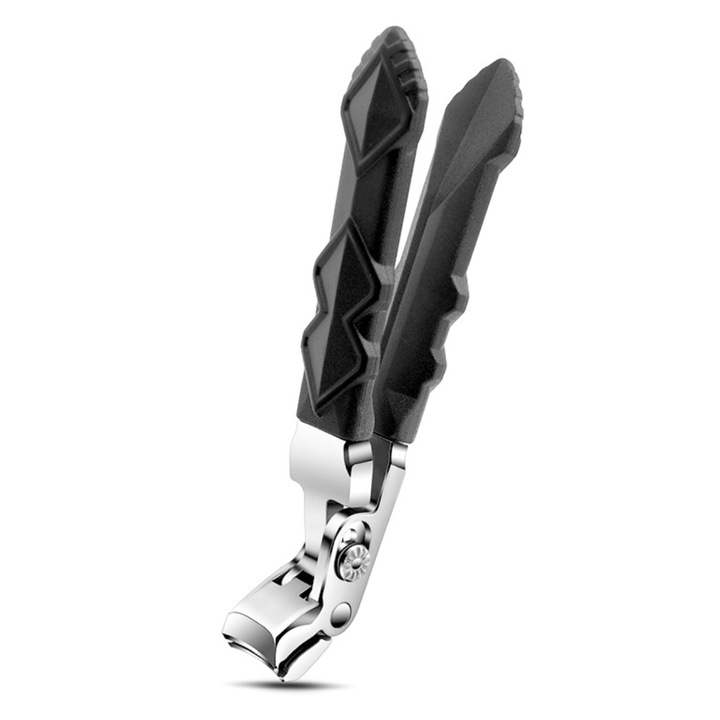 Körömcsipesz, vastag körömvágó, extra széles pengék, korrózióálló rozsdamentes acélból, ergonomikus csúszásmentes fogantyú, fekete/ezüst, 9.7 cm, 1 db