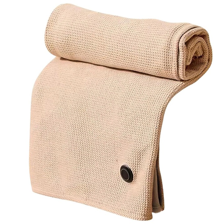 Patura electrica portabila fara fir, baterie reincarcabila USB, 3 zone de incalzire, fleece ultra-moale lavabila la masina, autonomie pana la 6 ore, bej, 150x80 cm, 1 buc