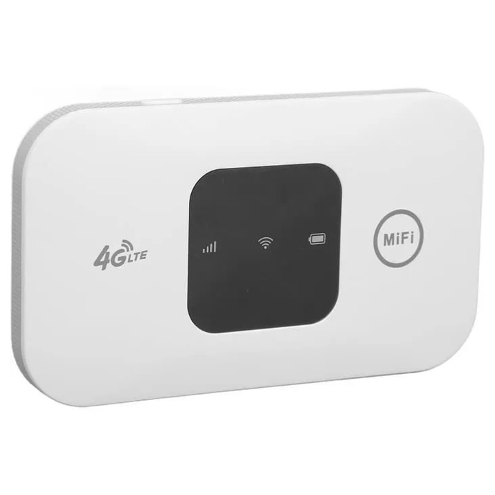 Hordozható 4G WiFi router 150Mbps, 2100mAh akkumulátor akár 12 óra üzemidővel, akár 10 eszköz támogatása, Fehér, 1 db
