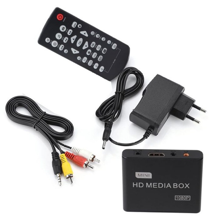Мултимедиен плейър Mini Full HD 1080P, USB MMC, черен, 12x8x3см