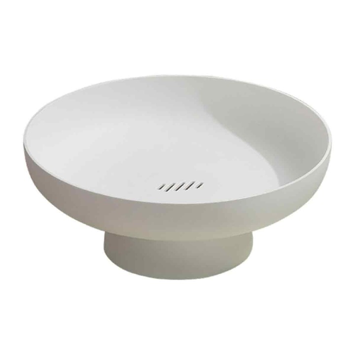 Bol pentru fructe, tava integrata pentru gustari, baza greutata anti-alunecare, alb, 16.5x21x8 cm