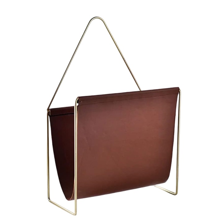 Suport documente metal si piele, negru, 32x23x3cm