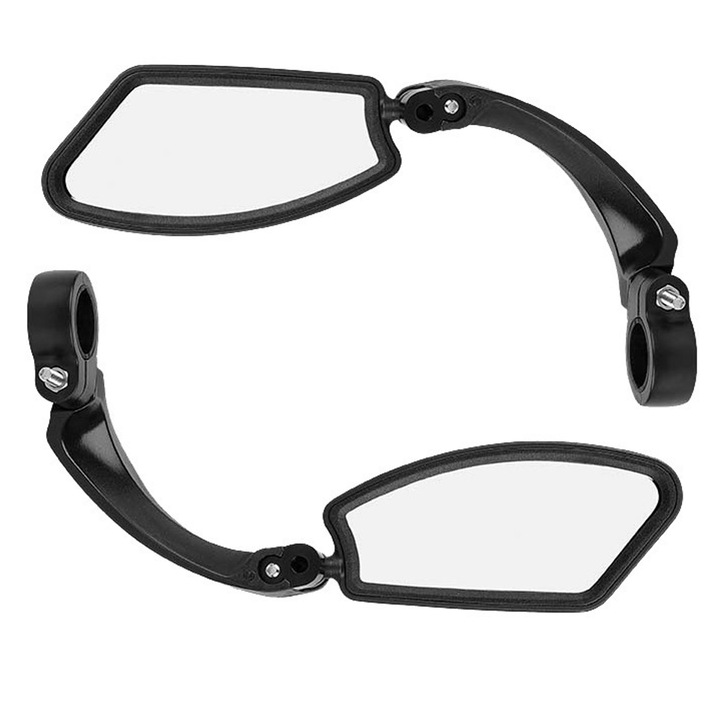 Set 2 bucati, oglinzi retrovizoare pentru bicicleta, trotineta electrica si motocicleta, oglinda HD plata 14.6 x 5.7 cm, 360° reglabil, compatibile cu ghidon 20-24 mm, negru