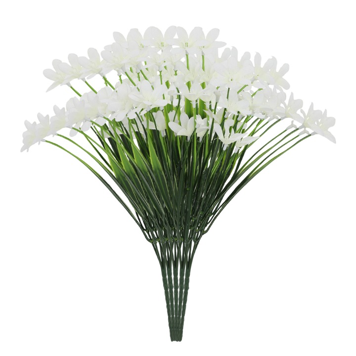 5 darabos szett, UV-álló művirágok (dekoratív növények) PE+PVC-ből, valósághű megjelenés, karbantartásmentes, fehér, 5 x 56 cm