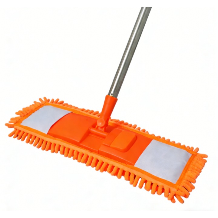 Mop plat chenille microfibra, rotativ 360°, telescopic, multicolor, universal, 120x40cm