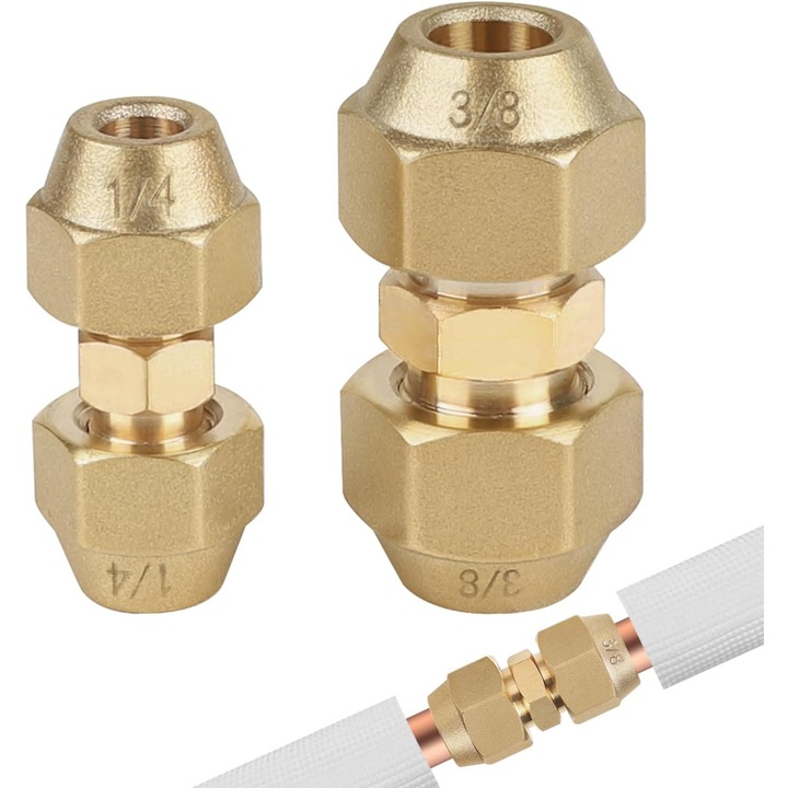 Dupla sárgaréz szerelvénykészlet, strapabíró, 6-10mm, arany, 2 db