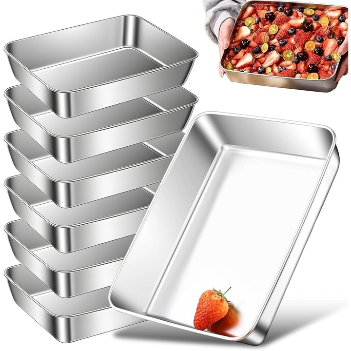 Set 6 tavi copt, inox 304, 25.5x20x5.5cm, stivuibile