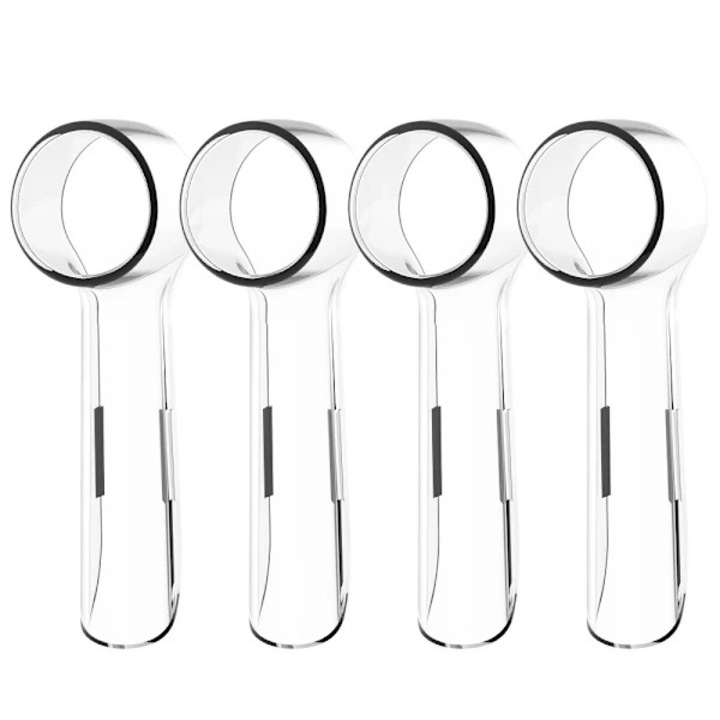 Capace protectie pentru capete de periuta electrica, compatibile cu capete rotunde Oral-B (nu compatibile cu seria iO), din plastic alimentar, fara BPA, transparent, 4 bucati