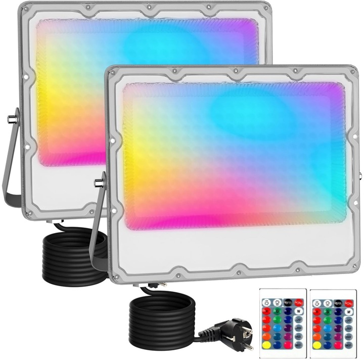 LED Projektor 150W 3030, RGB 16 millió színnel, Bluetooth vezérlés és 2.4G távirányító, IP66 vízálló, Többszínű, 2 darab