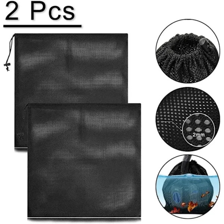 Set 2 saci filtru plasa pentru pompa apa, negru, 45x45cm