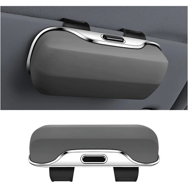 Suport ochelari parasolar auto, organizer cutie depozitare universal pentru SUV, sedan si camion, din ABS rezistent la socuri si apa, cu prindere snap-on, pentru ochelari pana la 3.9 cm, gri, 1 buc