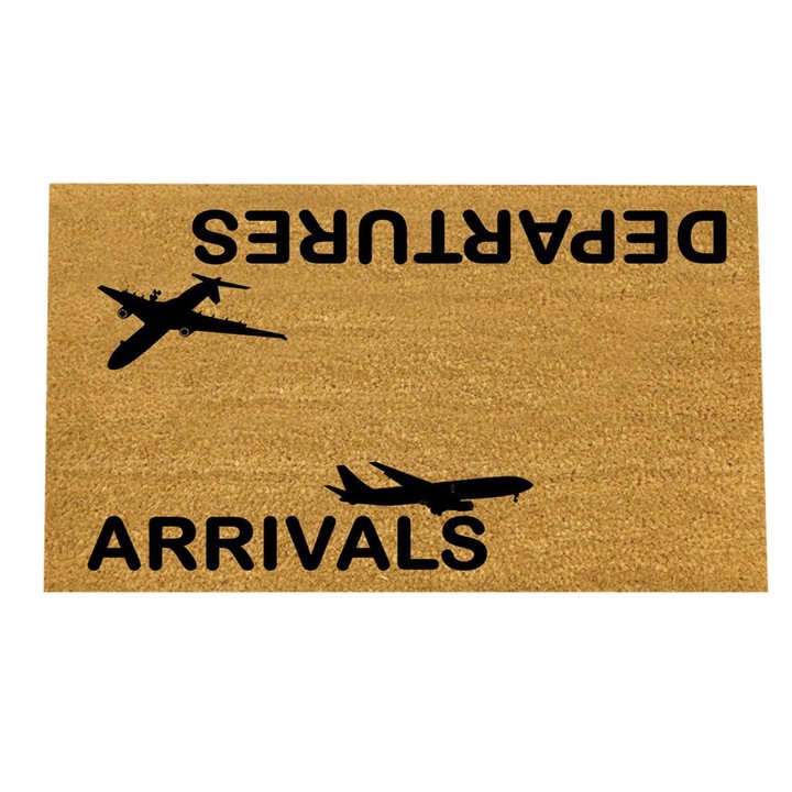 Bejárati szőnyeg 40x60cm, Arrivals & Departures modell, csúszásmentes, strapabíró, szürke