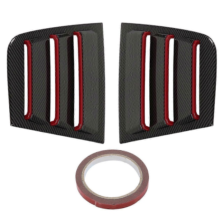 Set 2 Jaluzele Laterale Geam Auto, Carbon, Negru-Rosu, 2011-2021, 2x Compact