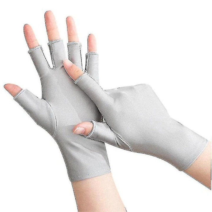 Manusi fara degete din spandex, cu protectie UV, usoare, elastice si respirabile, Gri deschis, Marime unica