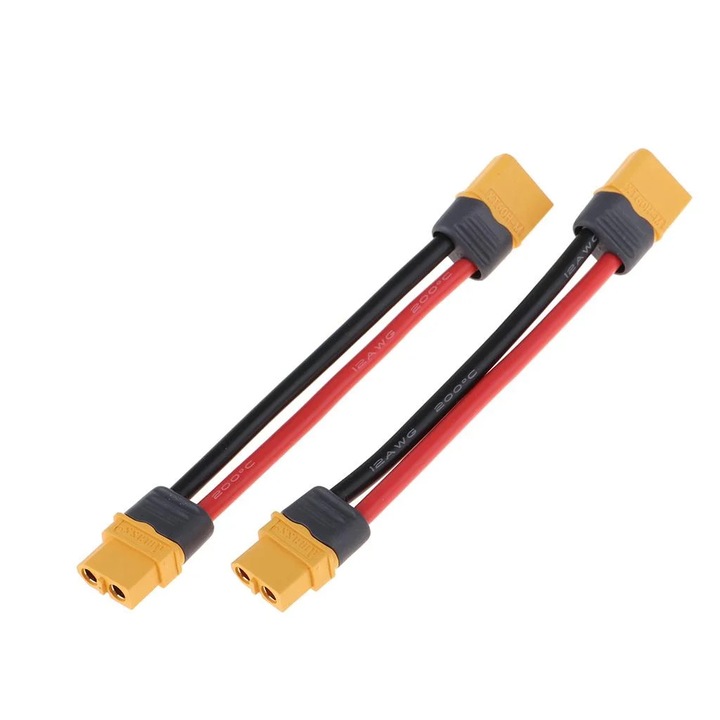 2 darabos készlet, 12AWG 10 cm hosszabbító kábel, apa-anya csatlakozó, RC modellekhez, Többszínű, 2 x 10 cm