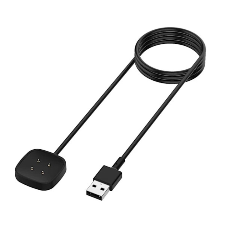 Cablu de incarcare magnetic compatibil cu Fitbit Sense 2/Fitbit Sense/Fitbit Versa 4/Fitbit Versa 3, multi-protectie, rezistent la rupere, PVC, negru, 100 cm, 1 buc