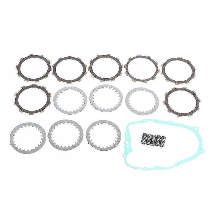 Kit ambreiaj, set ambreiaj compatibil cu Yamaha Blaster 200 YFS200, inlocuitor 3XP-16321-00-00/1V1-16324-00-00, placute si discuri de frictiune, arcuri si garnitura, aluminiu + hartie, Multicolor, 1 set