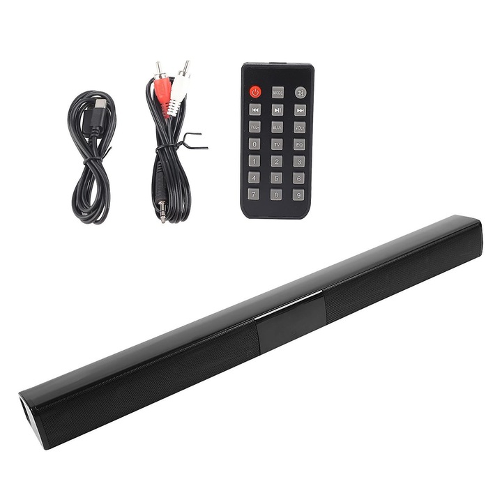 Vezeték nélküli soundbar 4 hangszóróval, térhatású hangzás, fekete