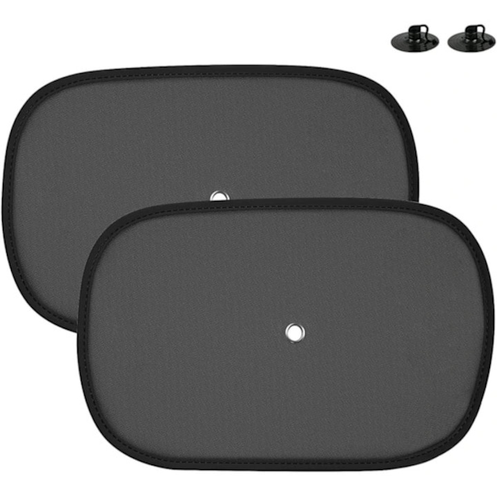 Parasolare auto set 2 piese, protectie UV, negru, 43.5x37cm