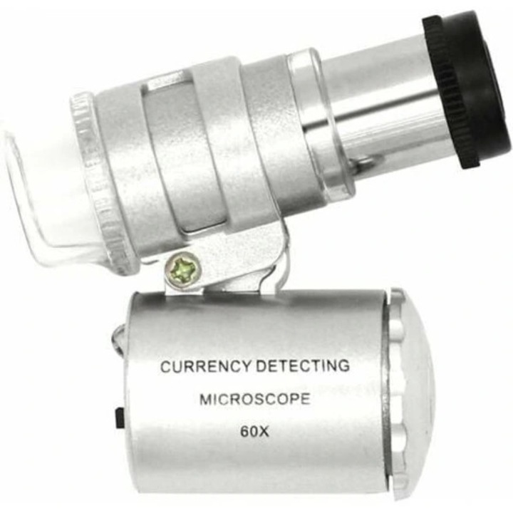 Преносим микроскоп 60X, двоен LED, UV, черен, 20см
