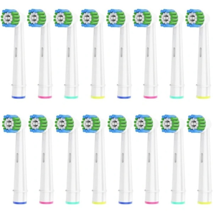 Set 16 bucati, capete de inlocuire pentru periuta electrica, Precizie, compatibile cu Oral-B (cu exceptia seriilor Pulsonic si iO), curatare profunda si indepartare eficienta a placii, multicolor