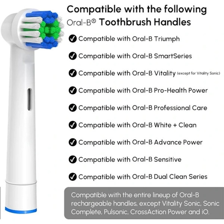 Set 4 capete perie compatibile Oral B, alb, pentru adulti