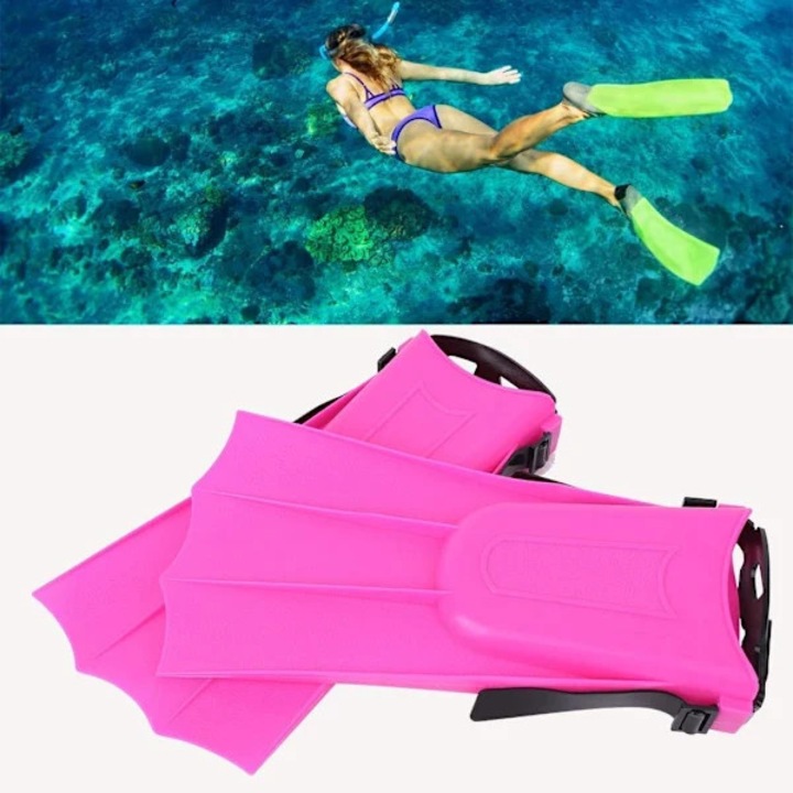 Labe scurte de snorkeling (palete) din polietilena usoara, cu curea reglabila, pentru adulti si copii, Roz, Marime unica