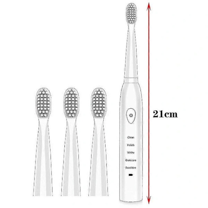 Periuta de dinti electrica USB incarcabila set 4 capete alb 15x3cm
