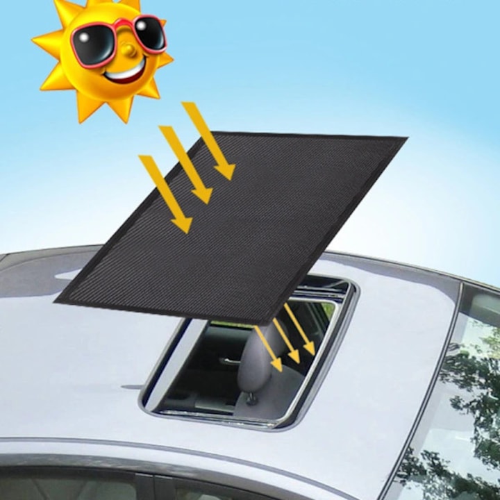 Parasolar pentru trapa, cu benzi magnetice, plasa din poliester respirabil, protectie UV si impotriva insectelor, negru, 95x55 cm