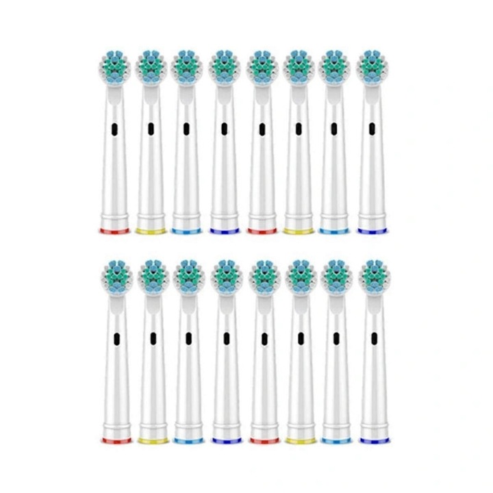 Capete de inlocuire pentru periuta electrica, compatibile cu periute electrice Oral-B D25/D30/D32/47, capete periuta cu perii moi pentru gingii sensibile, cu inele colorate detasabile pentru identificare, Multicolor, 16 bucati