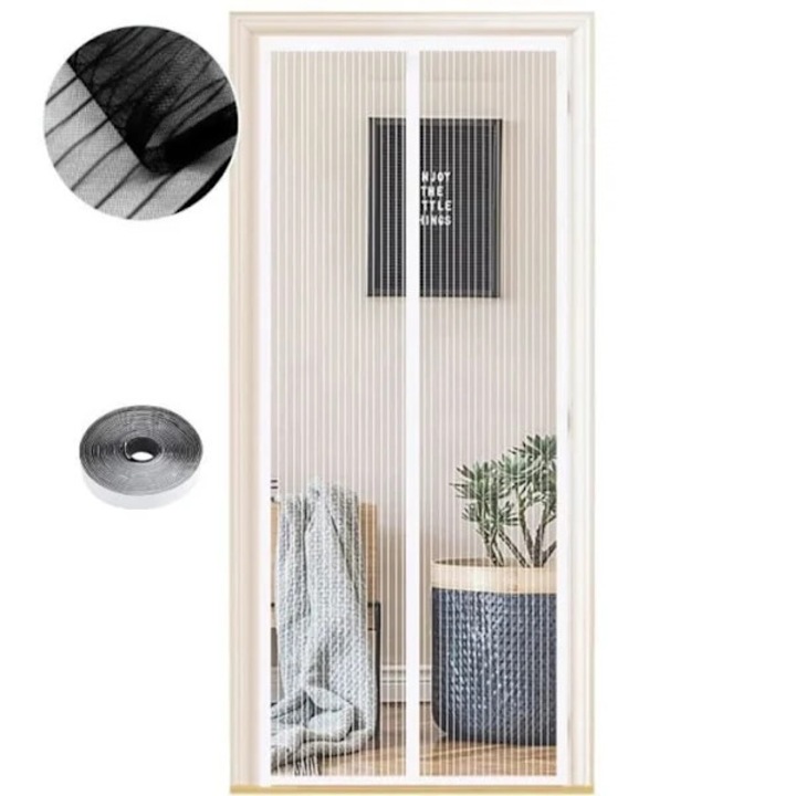 Plasa magnetica pentru usa, plasa anti-insecte 130 x 220 cm, cu magneti puternici, inchidere automata, negru/alb, 1 buc