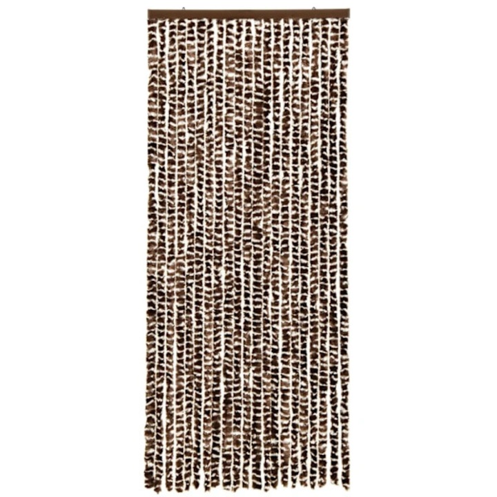 Perdea pentru insecte chenille, din polipropilena 100%, cu fire flexibile si silentioase, reglabila si rezistenta la apa, include carlige, maro/alb, 56 x 185 cm