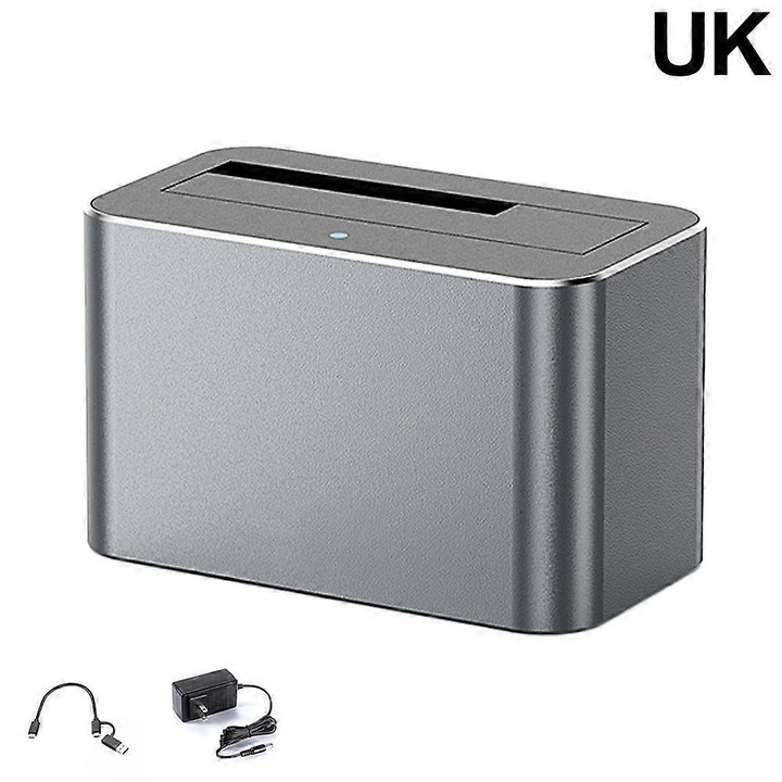 SAS SATA merevlemez dokkoló állomás, 2.5/3.5 hüvelyk, USB 3.0, 20TB, szürke, 125.5x71.5x75mm